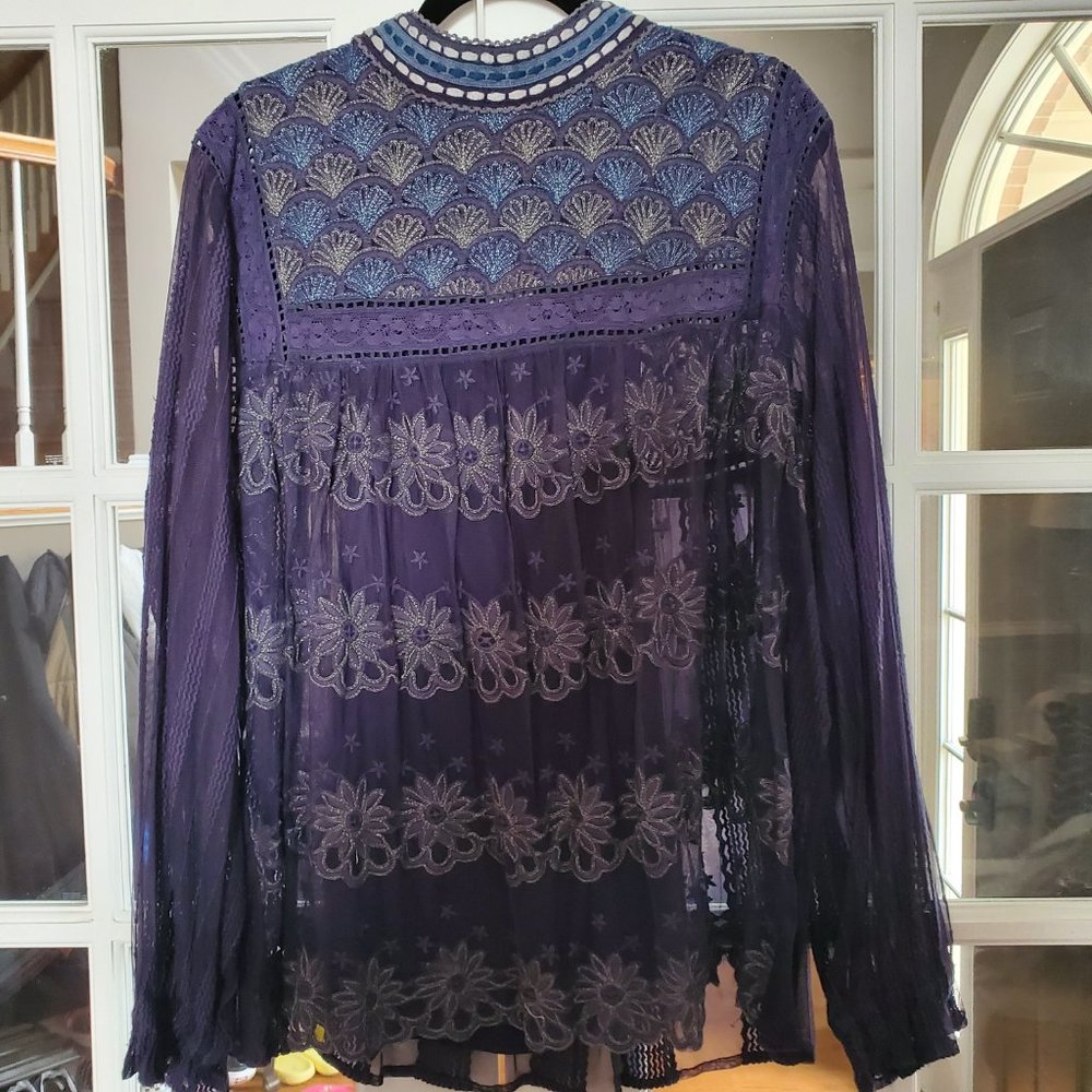 EUC Blank London Long Sleeve Embroidered Top, Size 2x, from Anthropologie